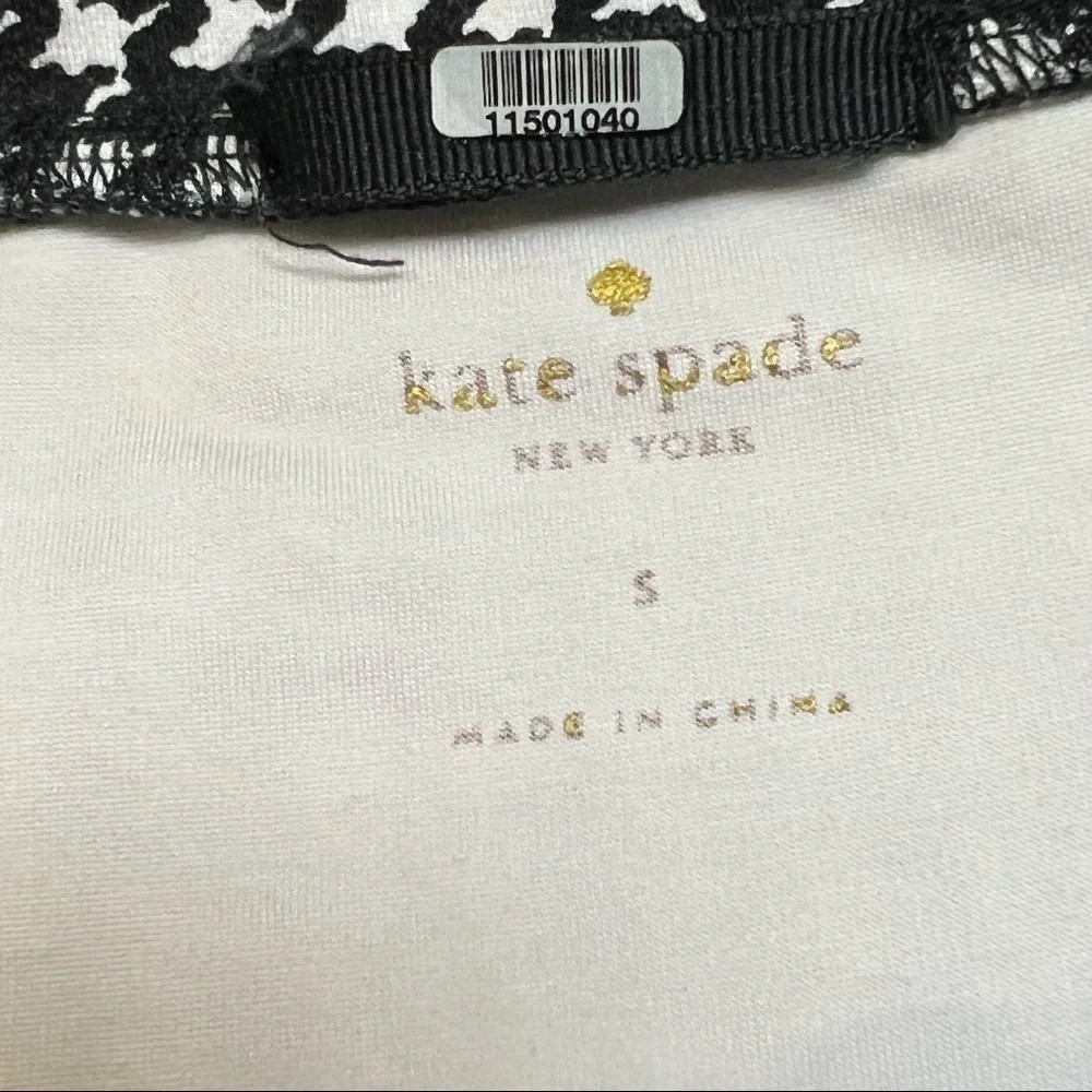 KATE SPADE Houndstooth 3/4 Ruffle Sleeves Stretch Crepe Fit & Flare Dress Size S